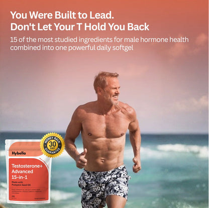 Hybella Testosterone+ Advanced 240 Softgels | 15-in-1 Complex with Tongkat Ali, Horny Goat Weed, Shilajit, Maca & Saw Palmetto | Non-GMO