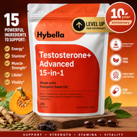 Hybella Testosterone+ Advanced 240 Softgels | 15-in-1 Complex with Tongkat Ali, Horny Goat Weed, Shilajit, Maca & Saw Palmetto | Non-GMO