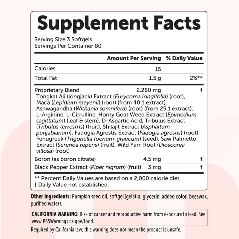 Hybella Testosterone+ Advanced 240 Softgels | 15-in-1 Complex with Tongkat Ali, Horny Goat Weed, Shilajit, Maca & Saw Palmetto | Non-GMO